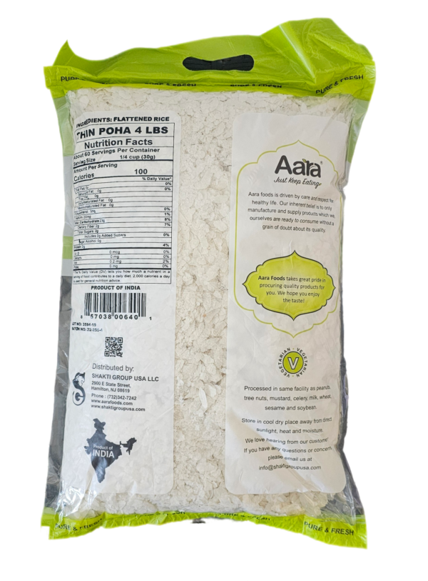 Aara, Dal, Poha, Rice, Aara Poha  Flattened Rice Thin 4 Lb