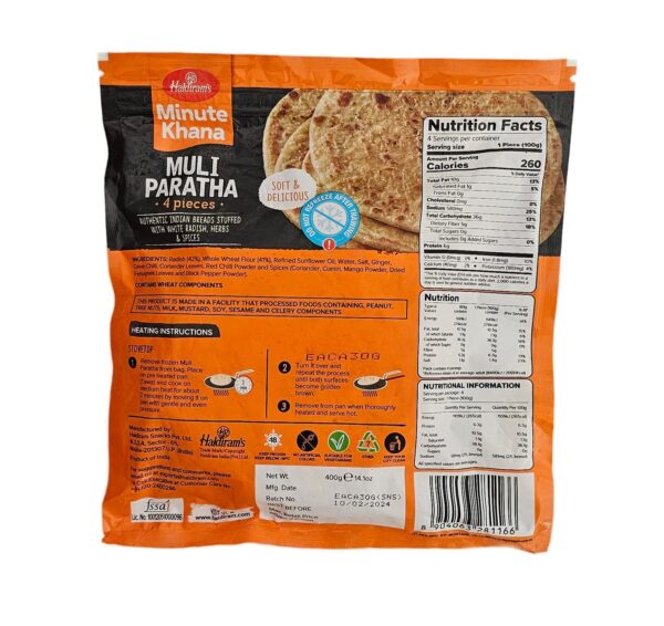 Bread,Frozen,Haldiram's,NaanHaldirams Muli Paratha 400 Gm