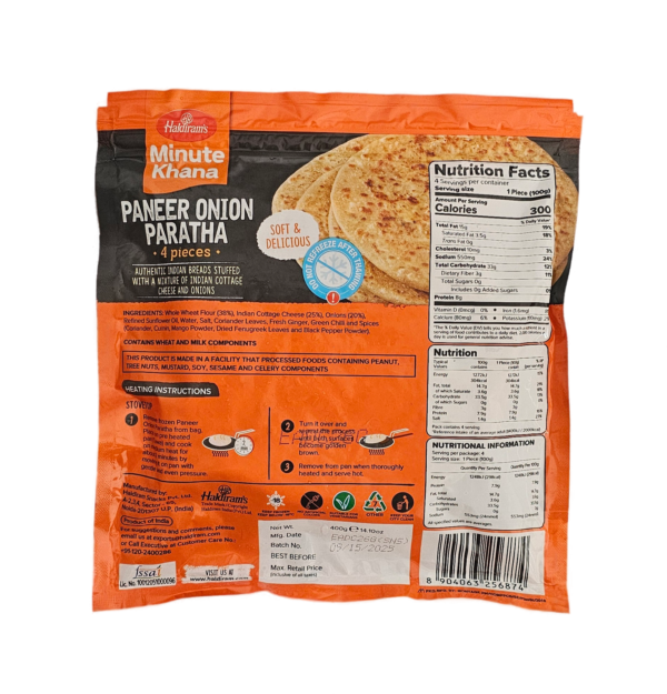 haldiram's paneer onion paratha 400 gm