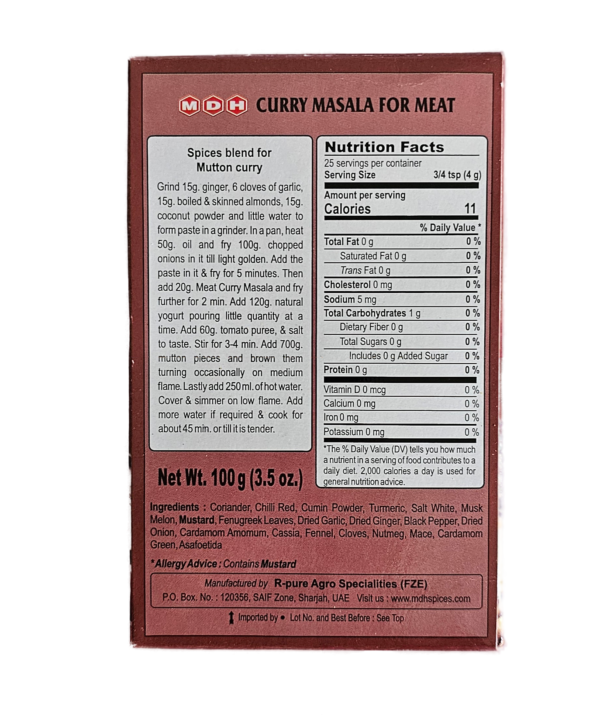 MDH, Spices, MDH Meat Curry Masala 100 Gm