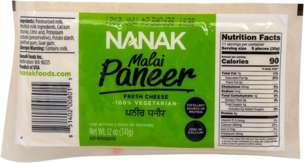 Butter, Cheese, Dairy, Nanak, Paneer, Nanak Malai Paneer 341 Gm