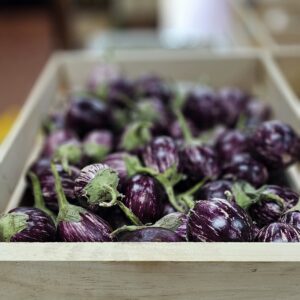 round baby eggplant (graffiti) sold by pound