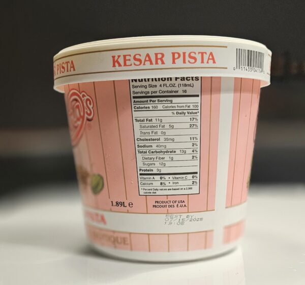 reena's kesar pista ice cream (12 gallon)