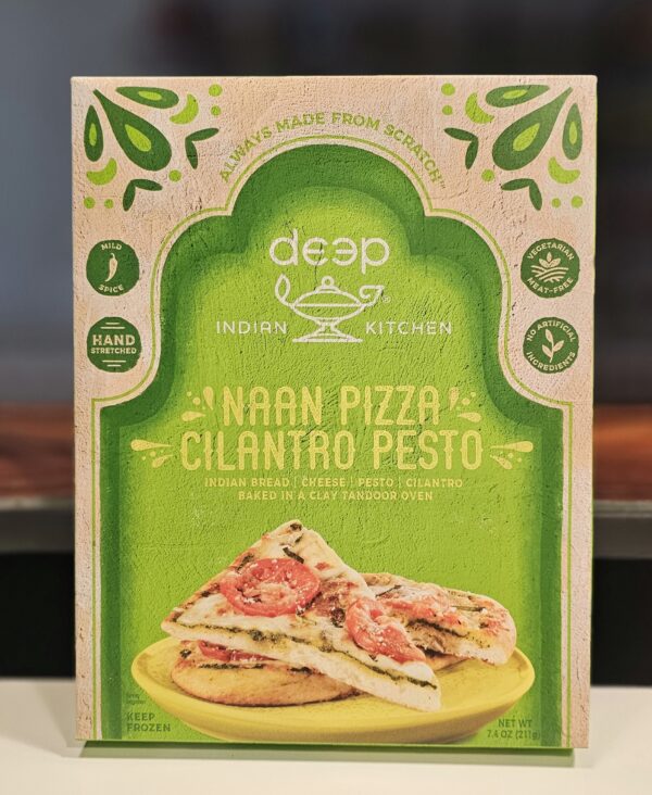 deep indian kitchen naan pizza   cilantro pesto