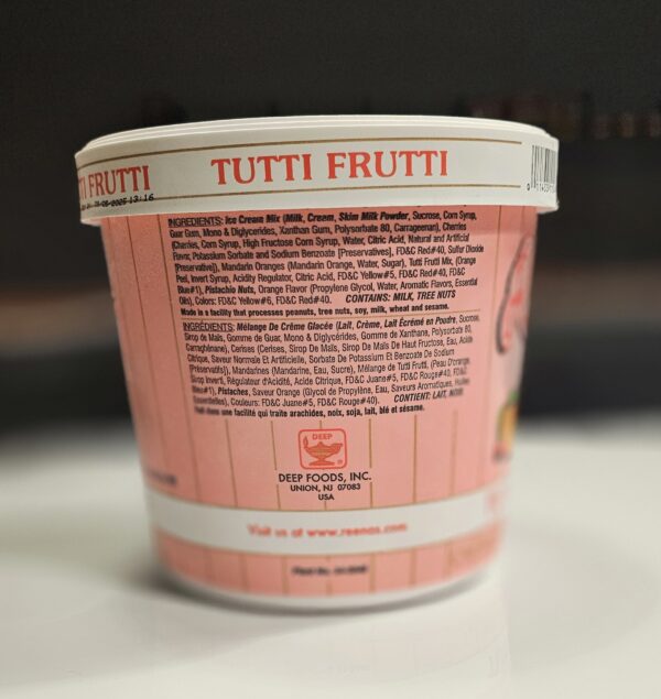 reena's tutti frutti ice cream (1/2 gallon)