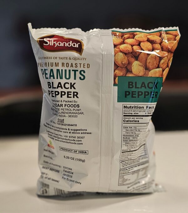 sikandar premium roasted peanuts black pepper