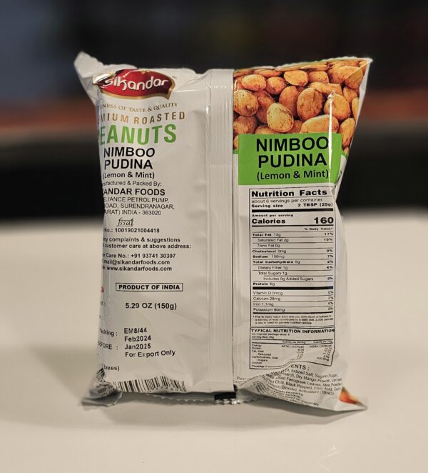 sikandar premium roasted peanuts nimboo pudina (lemon & mint)