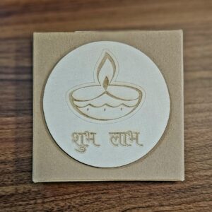 engraved wooden fridge magnet shubh labh