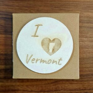 engraved wooden fridge magnet i love vermont