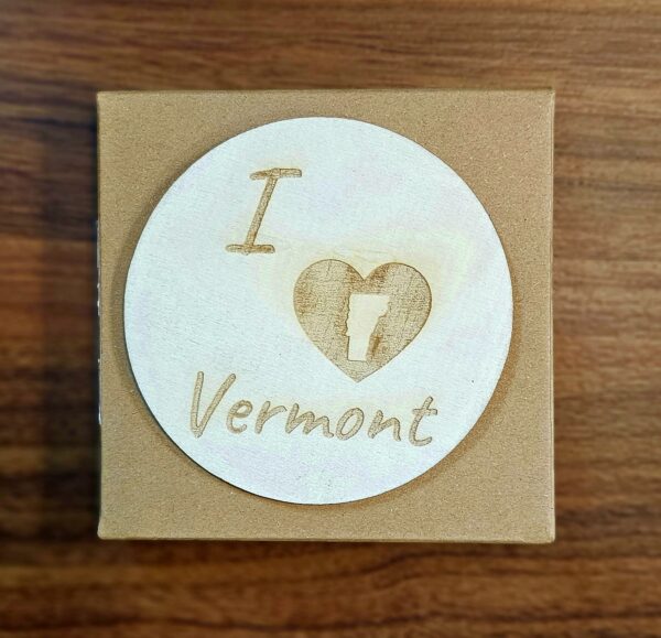 engraved wooden fridge magnet i love vermont