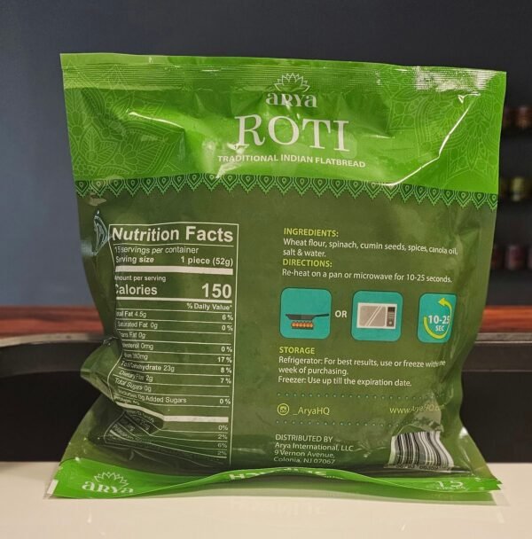 ARYA SPINACH ROTI - Traditional Indian Flatbread (15 PC Pack) - Image 3
