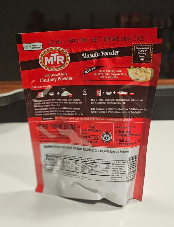 MTR Masala Powder - Idli/Dosa/Chilly Chutney Powder - Image 3