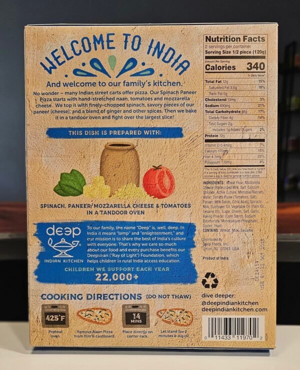Deep Naan Pizza - Spinach Paneer (240g) - Image 3