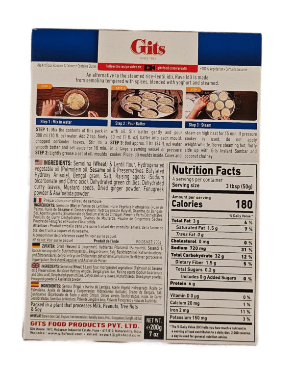 Gits Rava Idli Mix 200 Gm - Image 3