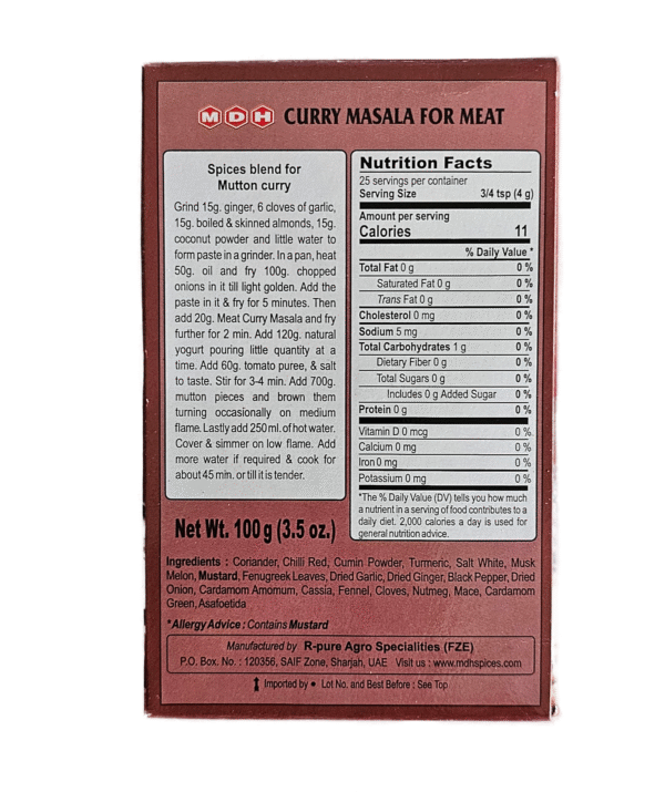 MDH Meat Curry Masala 100 Gm - Image 3