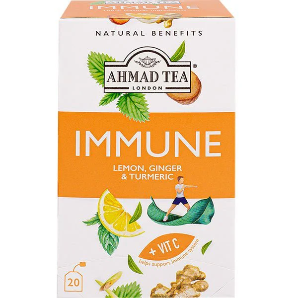 Immune Herbal Tea Blended With Lemon, Ginger And Turmeric Tea - Ahmad Tea (20 Foils)