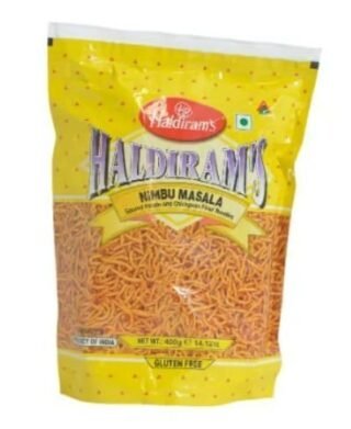 Front view of Haldirams Nimbu Masala 400 gm packet showcasing its tangy flavor.