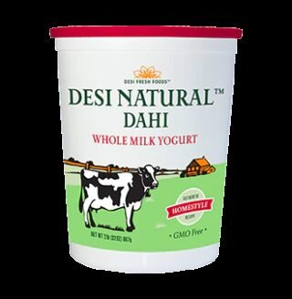 Desi Dahi 4LB whole milk yogurt in a container