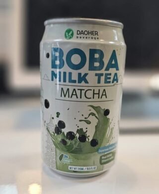 Boba Macha Milk Tea with Macha swirl and Boba pearls