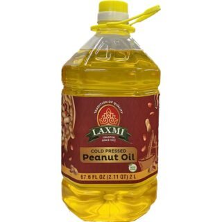 Laxmi Cold Pressed Peanut Oil in a 2-liter bottle