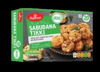 Haldirams Sabudana Tikki, a crispy Indian snack in a 11 oz pack