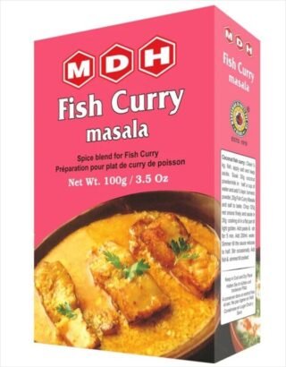 MDH Fish Curry Masala spice blend in a packaging