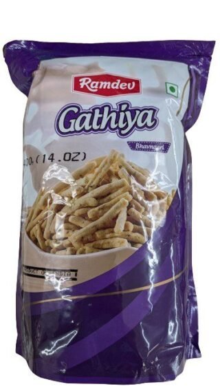 Ramdev Gathiya snack in a 400g pack, crunchy and savory Indian snack.