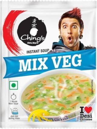Chings Mix Veg Soup package featuring assorted garden-fresh vegetables.