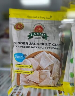 Frozen tender jackfruit cuts in a 300g pack by Laxmi.