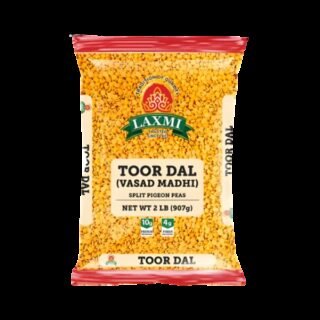 Laxmi Toor Dal Plain 2lb package on a white background