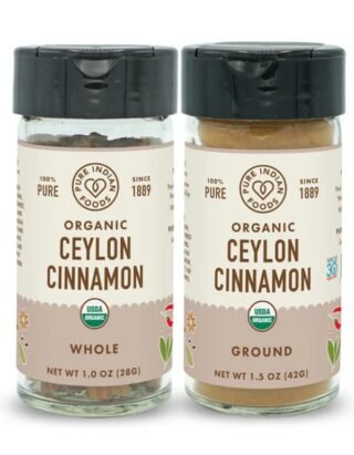 Pure Indian Foods - Cinnamon (Ceylon True), Certified Organic Ground 1.5 oz Glass Bottle